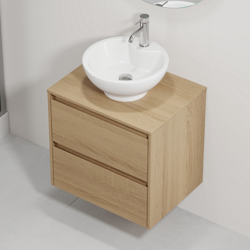 Mobile da bagno con lavabo TRONDHEIM/DRAMMEN 60x57x46 cm rovere/bianco