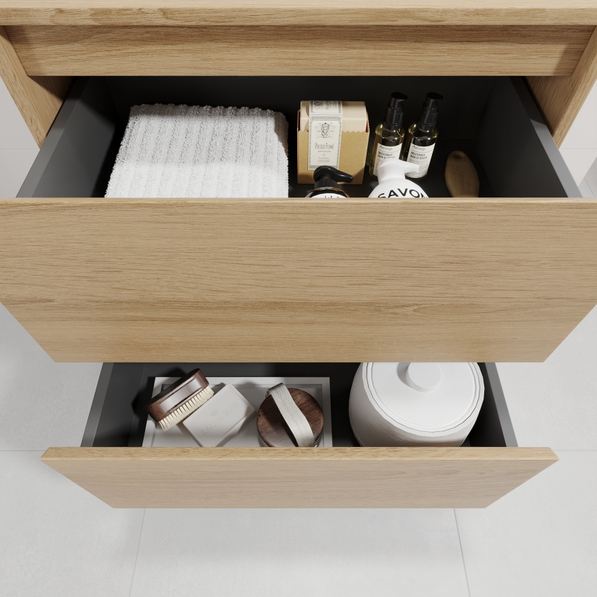 Mobile da bagno con lavabo TRONDHEIM/DRAMMEN 60x57x46 cm rovere/bianco