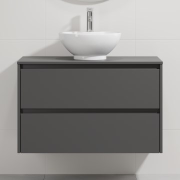 Mobile da bagno con lavabo TRONDHEIM/DRAMMEN 90x57x46 cm antracite/bianco