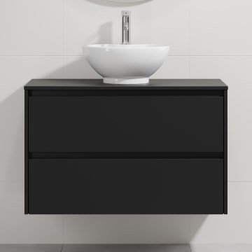 Mobile da bagno con lavabo TRONDHEIM/DRAMMEN 90x57x46 cm nero/bianco