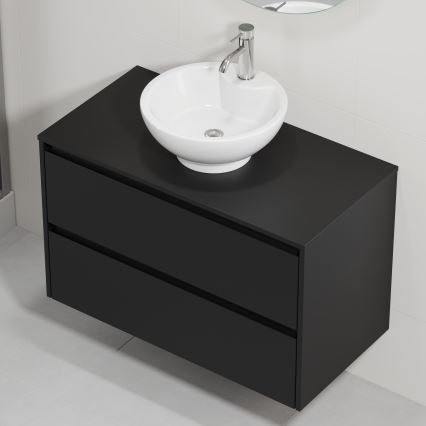 Mobile da bagno con lavabo TRONDHEIM/DRAMMEN 90x57x46 cm nero/bianco