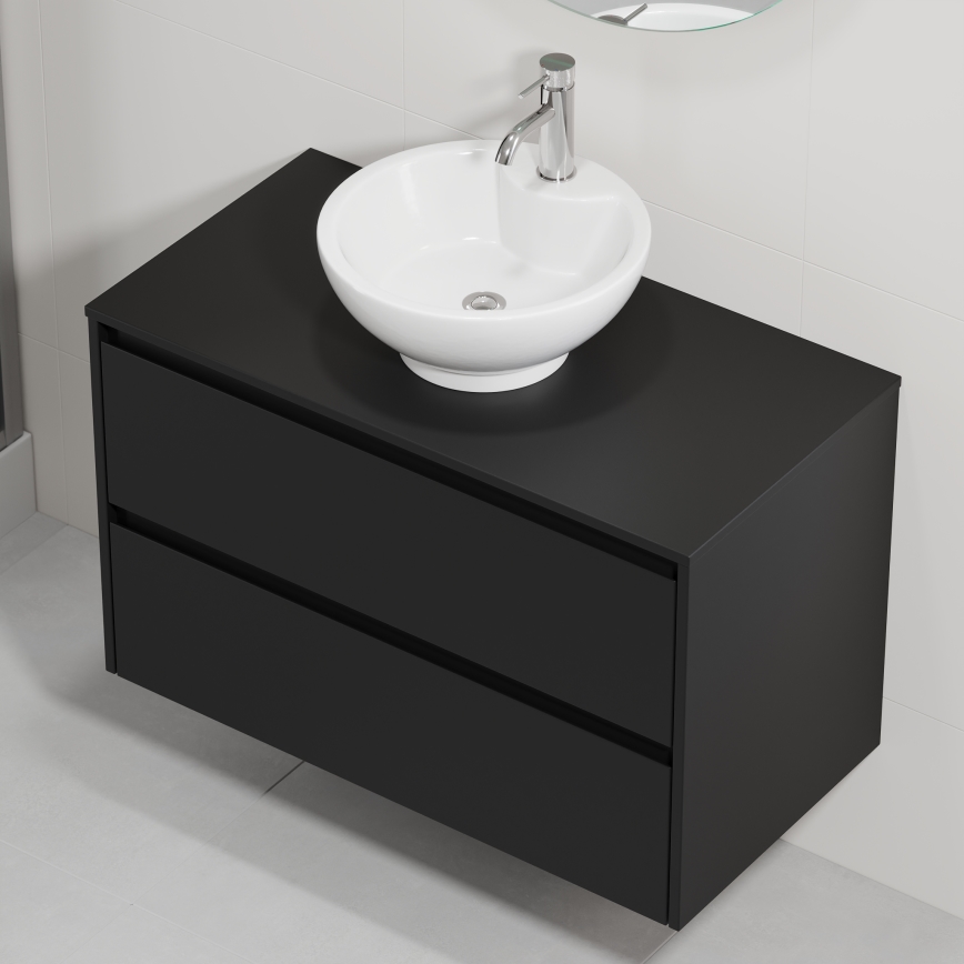 Mobile da bagno con lavabo TRONDHEIM/DRAMMEN 90x57x46 cm nero/bianco