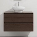Mobile da bagno con lavabo TRONDHEIM/DRAMMEN 90x57x46 cm noce/bianco