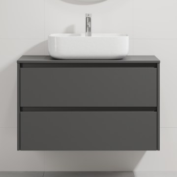 Mobile da bagno con lavabo TRONDHEIM/KRISTIANSAND 90x57x46 cm antracite/bianco