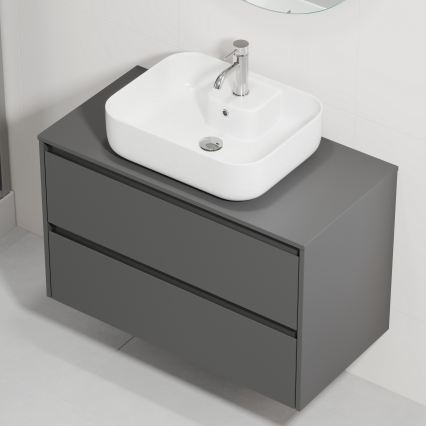 Mobile da bagno con lavabo TRONDHEIM/KRISTIANSAND 90x57x46 cm antracite/bianco