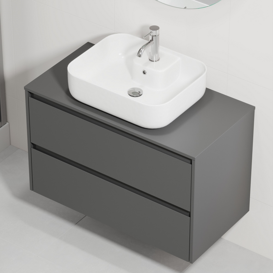 Mobile da bagno con lavabo TRONDHEIM/KRISTIANSAND 90x57x46 cm antracite/bianco
