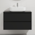 Mobile da bagno con lavabo TRONDHEIM/KRISTIANSAND 90x57x46 cm nero/bianco