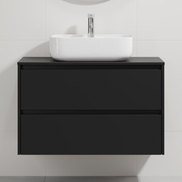 Mobile da bagno con lavabo TRONDHEIM/KRISTIANSAND 90x57x46 cm nero/bianco