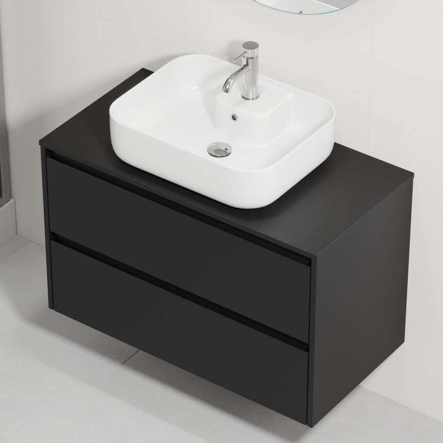 Mobile da bagno con lavabo TRONDHEIM/KRISTIANSAND 90x57x46 cm nero/bianco