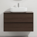 Mobile da bagno con lavabo TRONDHEIM/KRISTIANSAND 90x57x46 cm noce/bianco