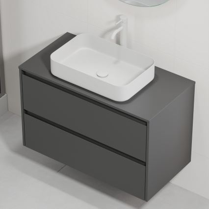 Mobile da bagno con lavabo TRONDHEIM/LJORDAL 90x57x46 cm antracite/bianco