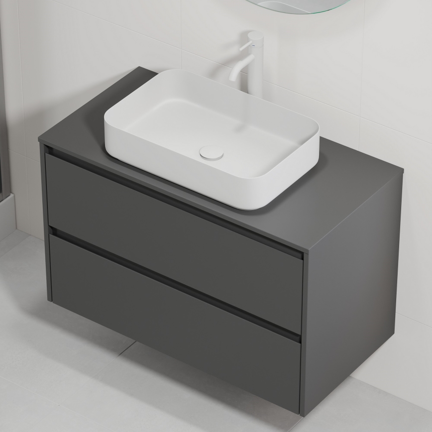 Mobile da bagno con lavabo TRONDHEIM/LJORDAL 90x57x46 cm antracite/bianco