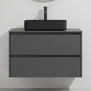 Mobile da bagno con lavabo TRONDHEIM/LJORDAL 90x57x46 cm antracite/nero