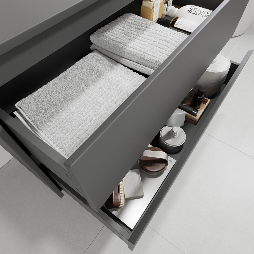 Mobile da bagno con lavabo TRONDHEIM/LJORDAL 90x57x46 cm antracite/nero