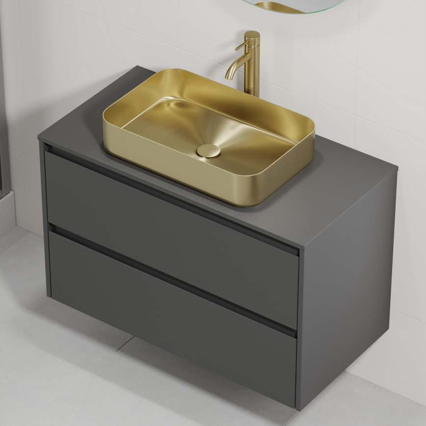 Mobile da bagno con lavabo TRONDHEIM/LJORDAL 90x57x46 cm antracite/ottone