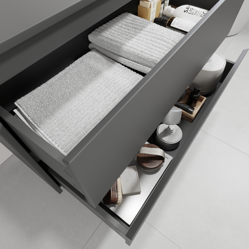 Mobile da bagno con lavabo TRONDHEIM/LJORDAL 90x57x46 cm antracite/ottone