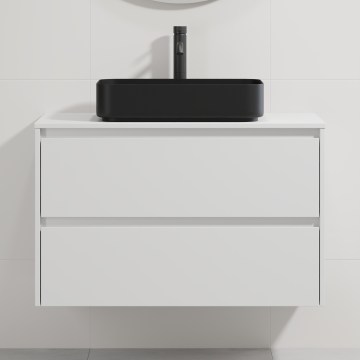 Mobile da bagno con lavabo TRONDHEIM/LJORDAL 90x57x46 cm bianco/nero