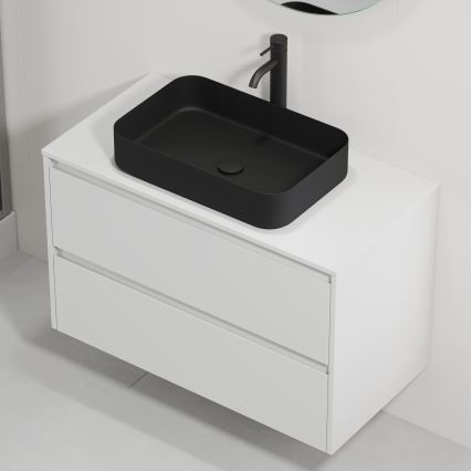 Mobile da bagno con lavabo TRONDHEIM/LJORDAL 90x57x46 cm bianco/nero