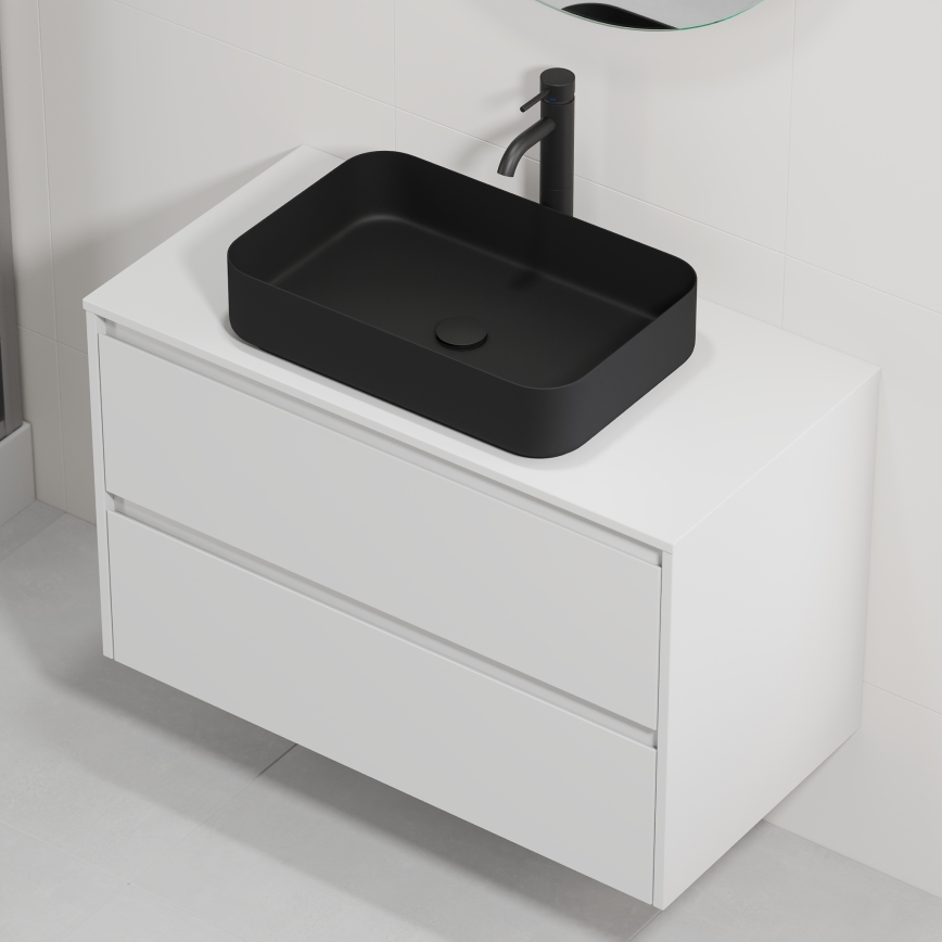Mobile da bagno con lavabo TRONDHEIM/LJORDAL 90x57x46 cm bianco/nero