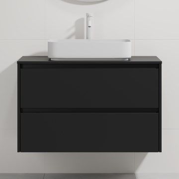 Mobile da bagno con lavabo TRONDHEIM/LJORDAL 90x57x46 cm nero/bianco