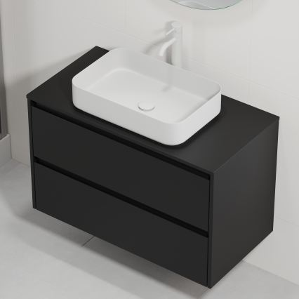 Mobile da bagno con lavabo TRONDHEIM/LJORDAL 90x57x46 cm nero/bianco