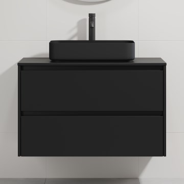 Mobile da bagno con lavabo TRONDHEIM/LJORDAL 90x57x46 cm nero