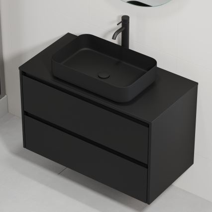 Mobile da bagno con lavabo TRONDHEIM/LJORDAL 90x57x46 cm nero