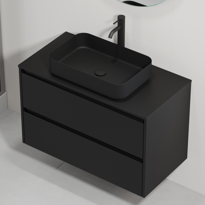 Mobile da bagno con lavabo TRONDHEIM/LJORDAL 90x57x46 cm nero