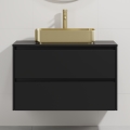 Mobile da bagno con lavabo TRONDHEIM/LJORDAL 90x57x46 cm nero/ottone
