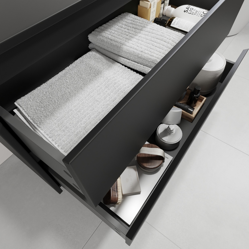 Mobile da bagno con lavabo TRONDHEIM/LJORDAL 90x57x46 cm nero/ottone