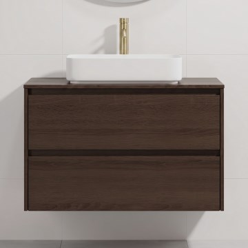 Mobile da bagno con lavabo TRONDHEIM/LJORDAL 90x57x46 cm noce/bianco