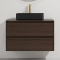 Mobile da bagno con lavabo TRONDHEIM/LJORDAL 90x57x46 cm noce/nero