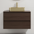Mobile da bagno con lavabo TRONDHEIM/LJORDAL 90x57x46 cm noce/ottone