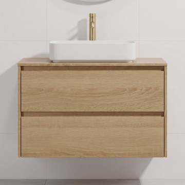 Mobile da bagno con lavabo TRONDHEIM/LJORDAL 90x57x46 cm rovere/bianco