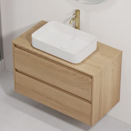 Mobile da bagno con lavabo TRONDHEIM/LJORDAL 90x57x46 cm rovere/bianco
