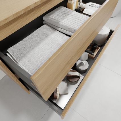 Mobile da bagno con lavabo TRONDHEIM/LJORDAL 90x57x46 cm rovere/nero