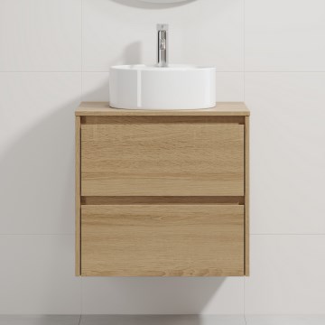 Mobile da bagno con lavabo TRONDHEIM/VIKEDAL 60 x 57 x 46 cm rovere/bianco