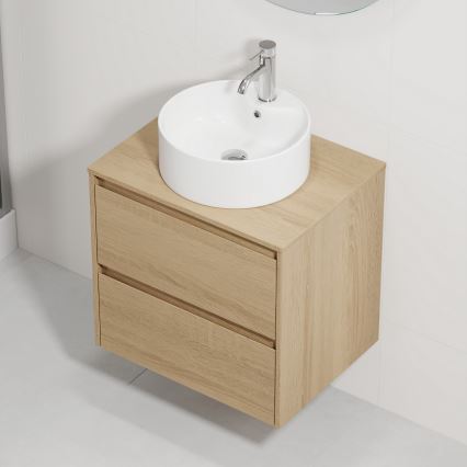 Mobile da bagno con lavabo TRONDHEIM/VIKEDAL 60 x 57 x 46 cm rovere/bianco