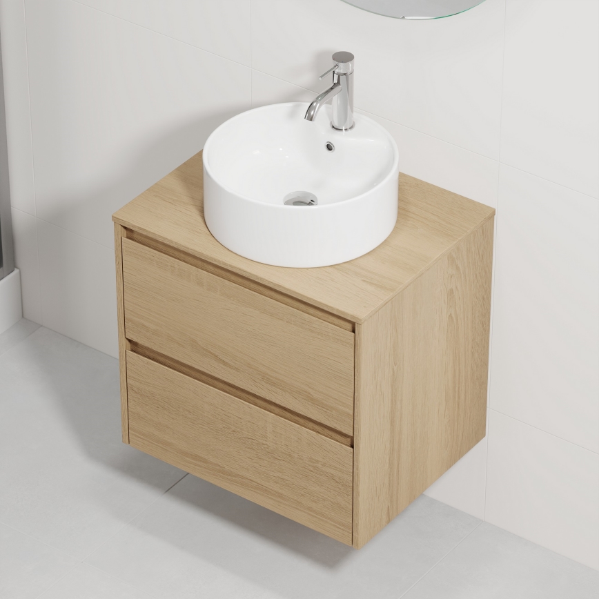 Mobile da bagno con lavabo TRONDHEIM/VIKEDAL 60 x 57 x 46 cm rovere/bianco