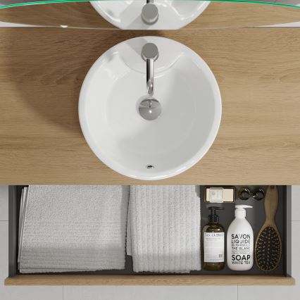 Mobile da bagno con lavabo TRONDHEIM/VIKEDAL 60 x 57 x 46 cm rovere/bianco