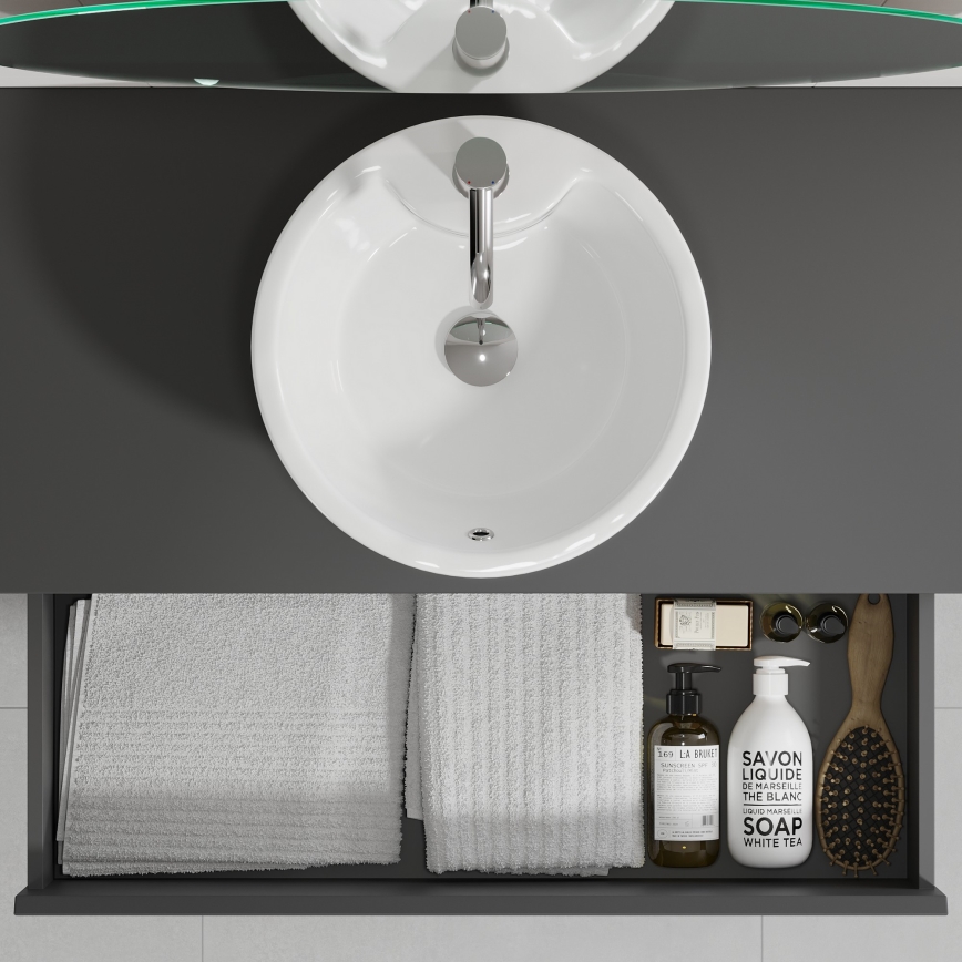 Mobile da bagno con lavabo TRONDHEIM/VIKEDAL 60x57x46 cm antracite/bianco