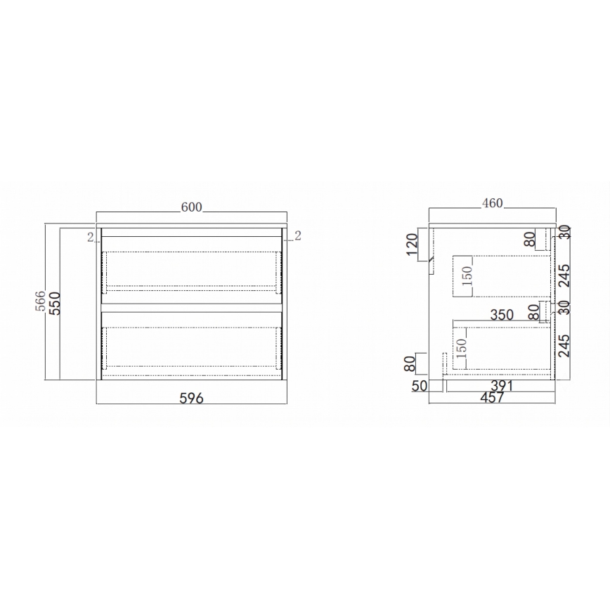 Mobile da bagno con lavabo TRONDHEIM/VIKEDAL 60x57x46 cm antracite/bianco