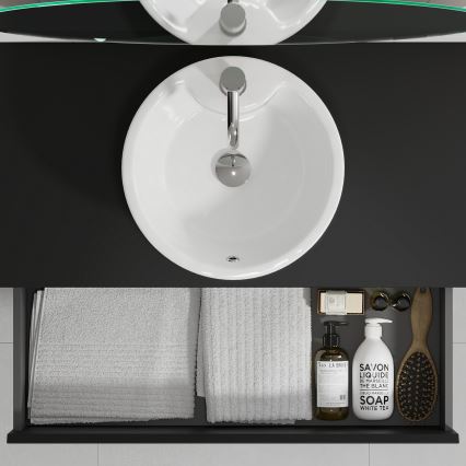 Mobile da bagno con lavabo TRONDHEIM/VIKEDAL 60x57x46 cm nero/bianco