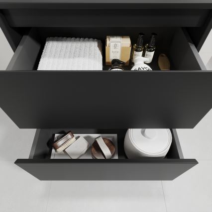 Mobile da bagno con lavabo TRONDHEIM/VIKEDAL 60x57x46 cm nero/bianco