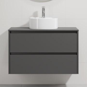 Mobile da bagno con lavabo TRONDHEIM/VIKEDAL 90x57x46 cm antracite/bianco
