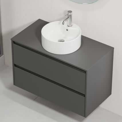 Mobile da bagno con lavabo TRONDHEIM/VIKEDAL 90x57x46 cm antracite/bianco