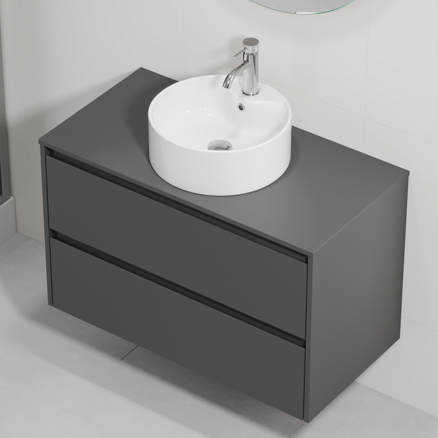 Mobile da bagno con lavabo TRONDHEIM/VIKEDAL 90x57x46 cm antracite/bianco