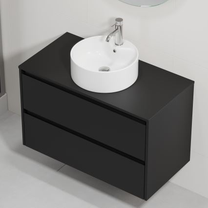 Mobile da bagno con lavabo TRONDHEIM/VIKEDAL 90x57x46 cm nero/bianco