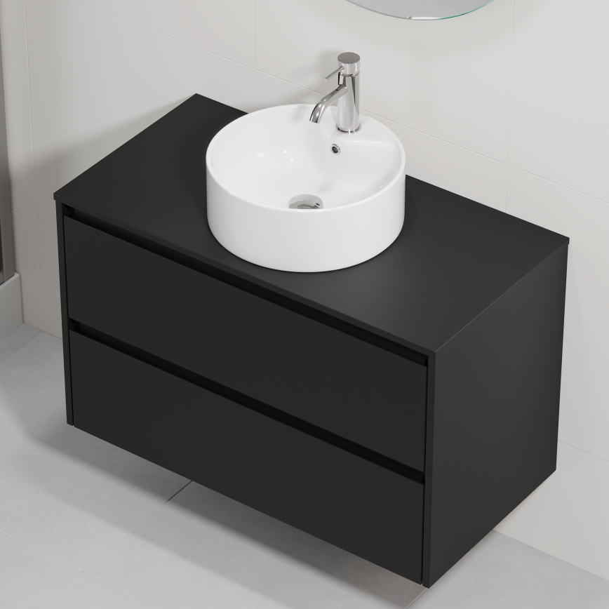 Mobile da bagno con lavabo TRONDHEIM/VIKEDAL 90x57x46 cm nero/bianco