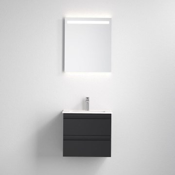 Mobile da bagno con lavabo VEDO + specchio LED 10W/230V IP44 nero